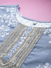 Plus Size Floral Print Zari Ethnic Tunic-AP-AHTUCRDP-8182-EMB-OA